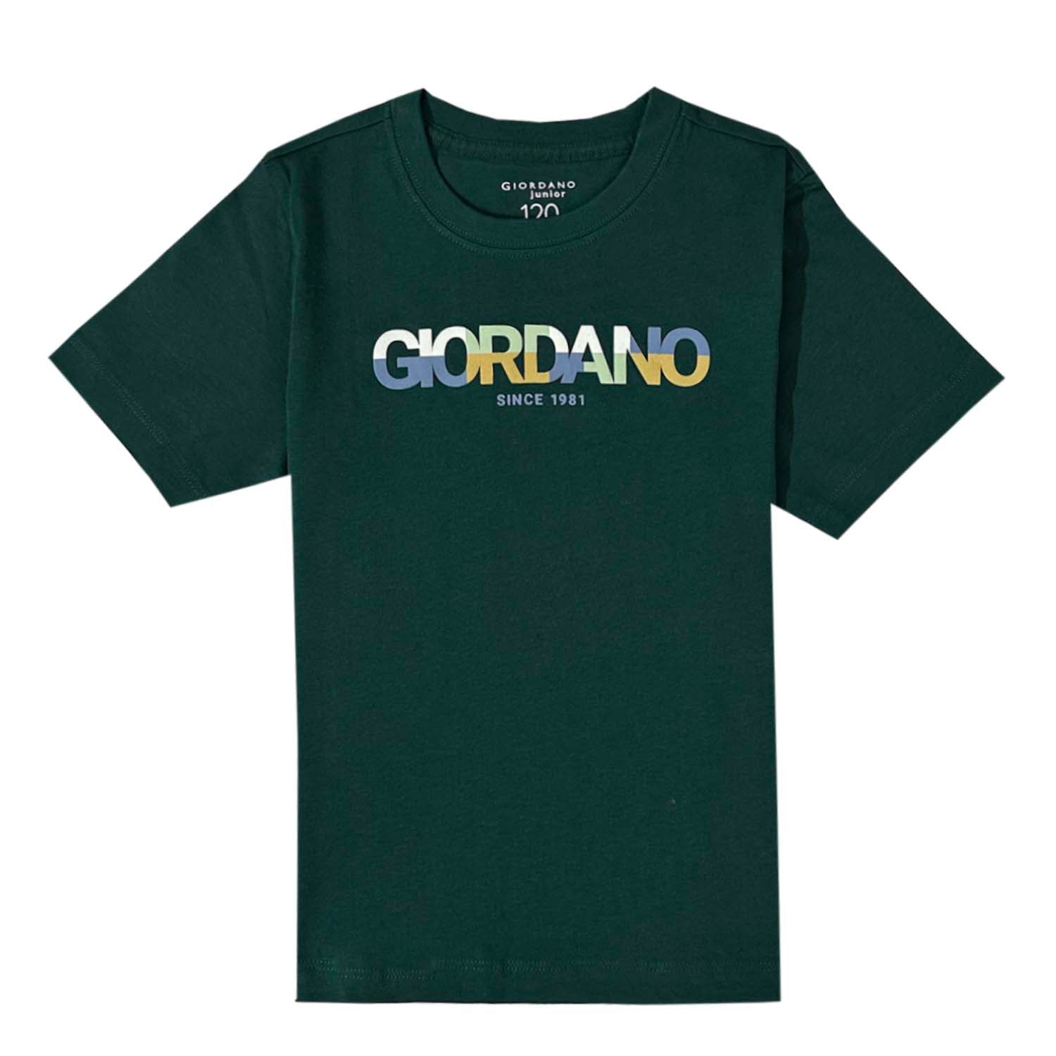Giordano Junior Giordano Logo Signature Tee - Classic Style, Cool Comfort-Green