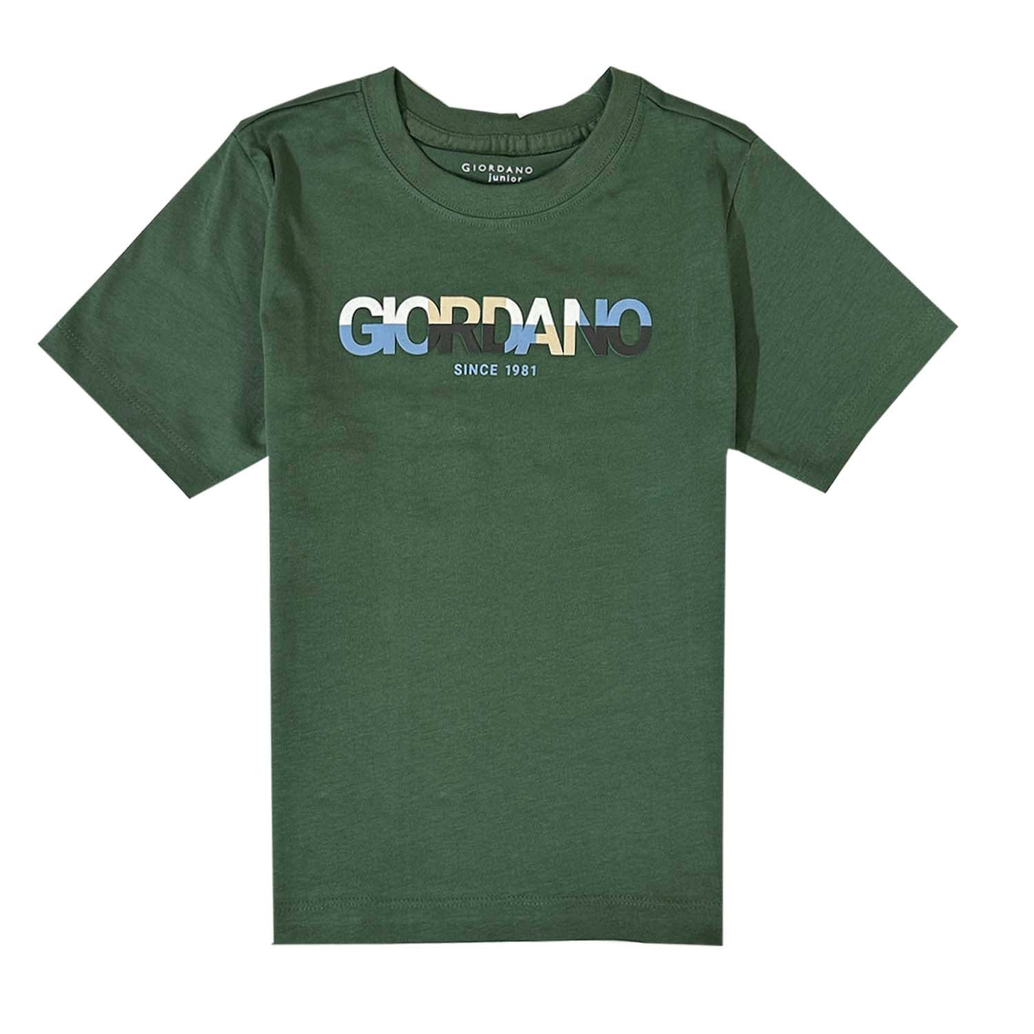 Giordano Junior Giordano Logo Signature Tee - Classic Style, Cool Comfort-Green