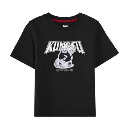 Giordano Kids Kung Fu Panda Series Cotton Jersey Crewneck Print Tee-Black