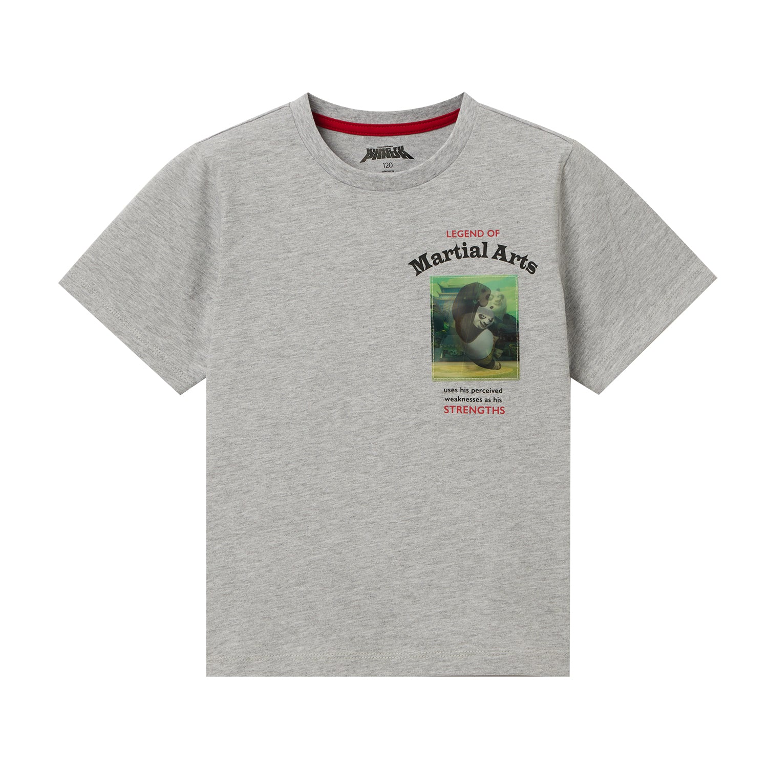 Giordano Kids Kung Fu Panda Series Cotton Jersey Crewneck Print Tee-Grey