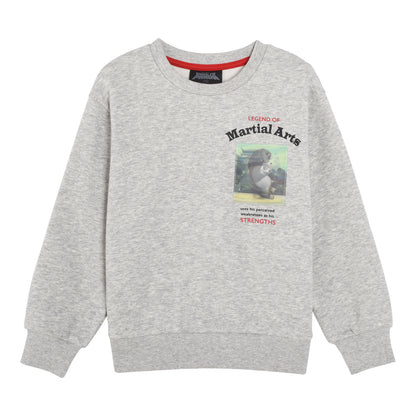 Giordano Kids Kung Fu Panda Series French Terry Crewneck Sweatshirt-Grey