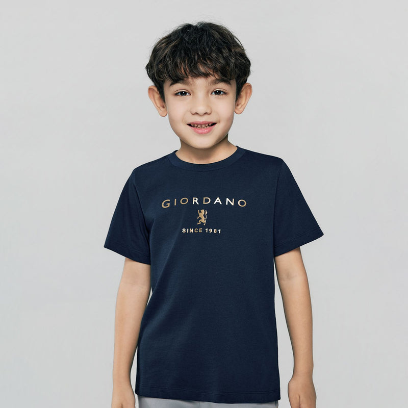 Kid's Regular Fit Cotton Crew Neck Printed Tee