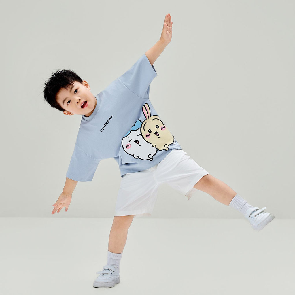 Kid's Chiikawa Subdued Blue Crew Neck Graphic Tee