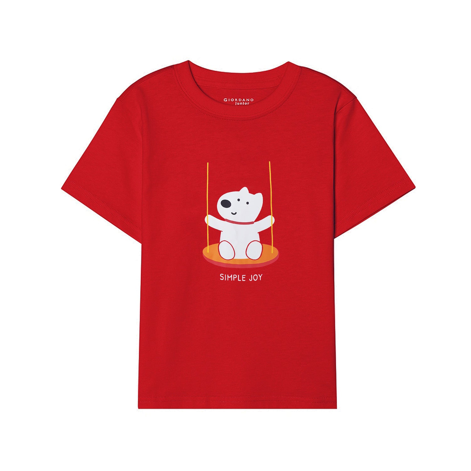 Giordano Junior Cotton Jersey Print Tee: Soft & Stylish-Red