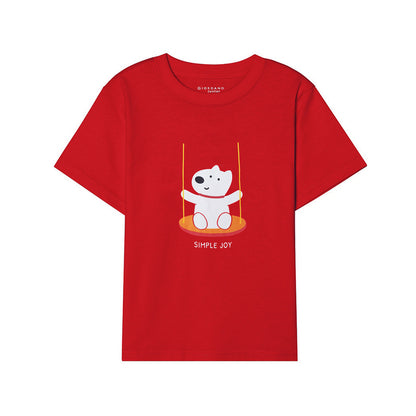 Giordano Junior Cotton Jersey Print Tee: Soft & Stylish-Red