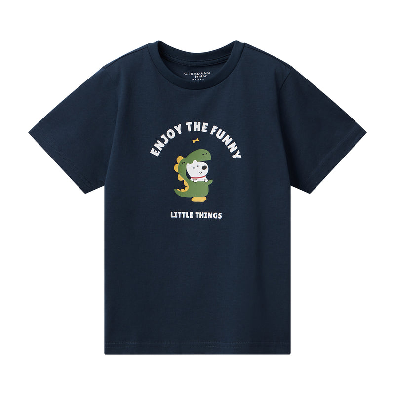Giordano Junior Cotton Jersey Print Tee: Soft & Stylish-Blue
