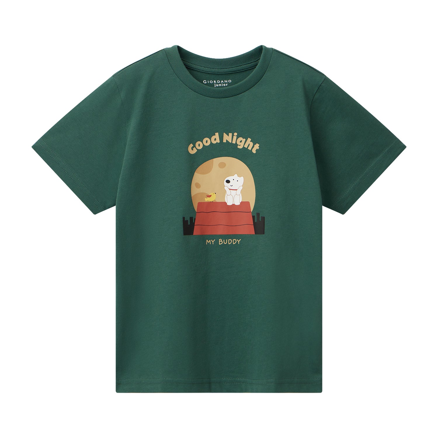 Giordano Junior Cotton Jersey Print Tee: Soft & Stylish-Green