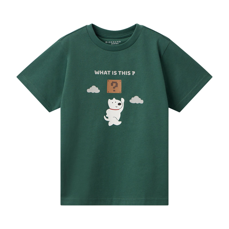 Giordano Junior Cotton Jersey Print Tee: Soft & Stylish-Green