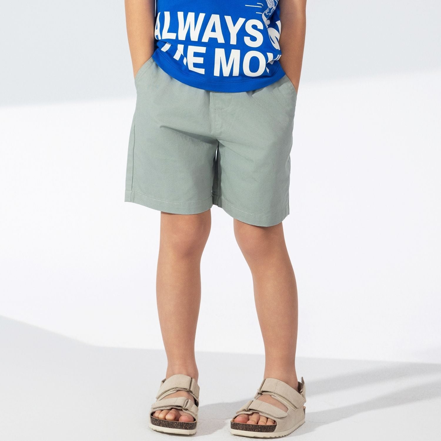Kids Cotton Twill Tapered Elastic Waist Shorts