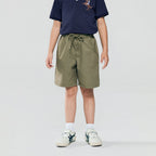 Kid's Cotton Twill Drawstring Shorts with Elastic Waist