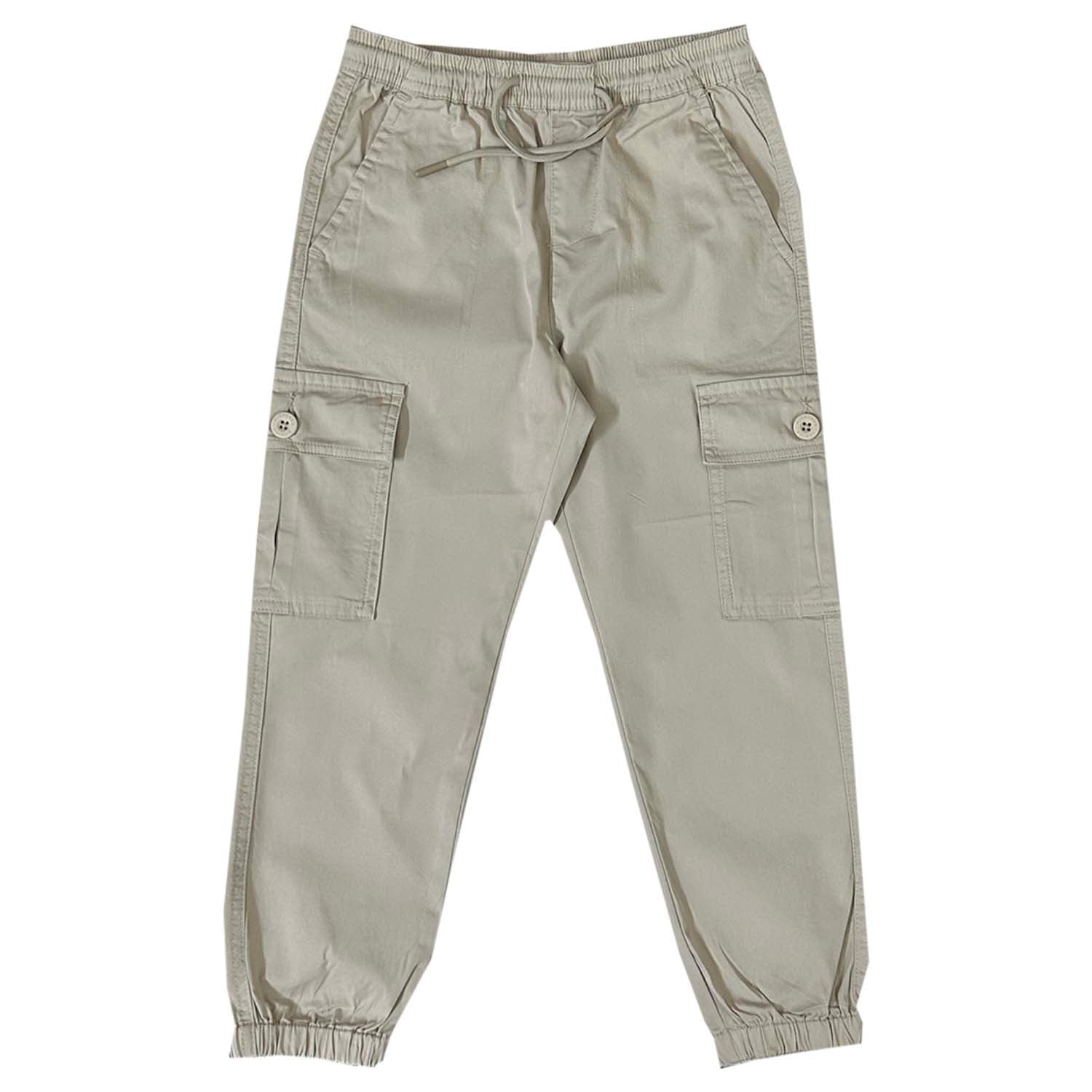 Giordano Junior Nylon Spandex Twill Mid-Rise Regular Tapered Pants With Elastic Waist-Brown