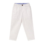 Giordano Kids Linen Cotton Capri Pants: Elastic Waist, Tapered Fit-White