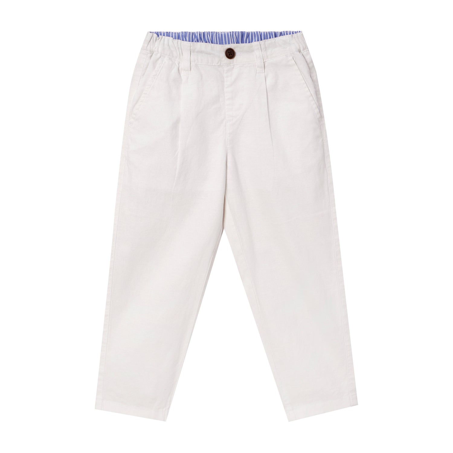 Giordano Kids Linen Cotton Capri Pants: Elastic Waist, Tapered Fit-White