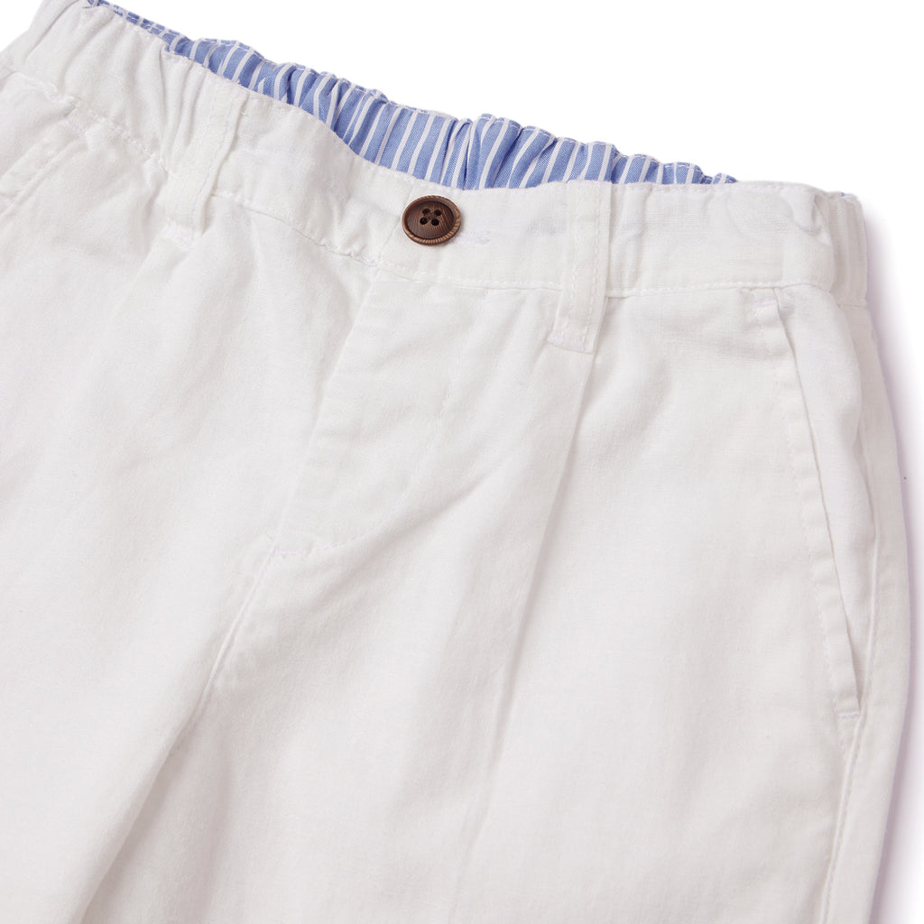 Kids Linen Cotton Capri Pants: Elastic Waist, Tapered Fit