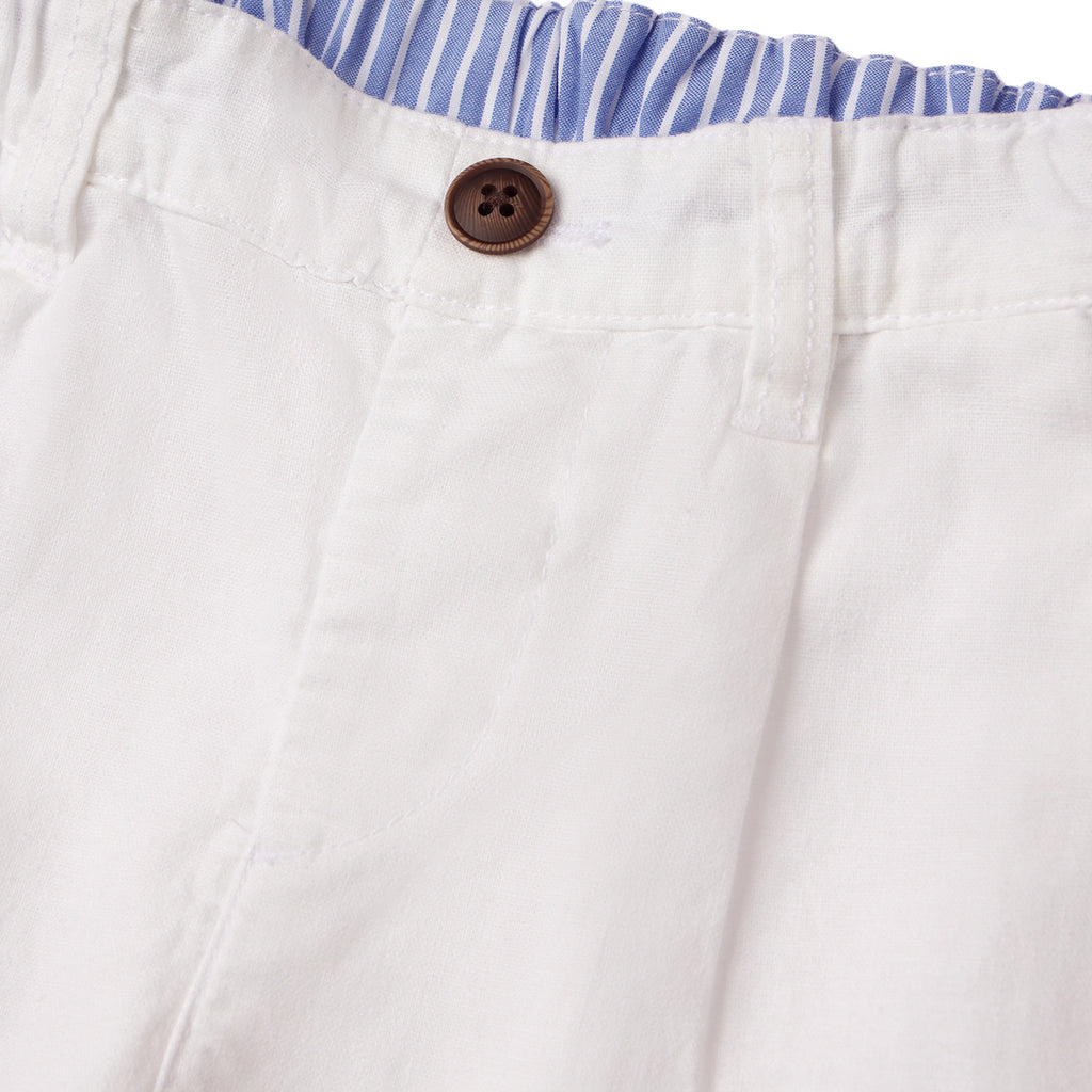 Kids Linen Cotton Capri Pants: Elastic Waist, Tapered Fit