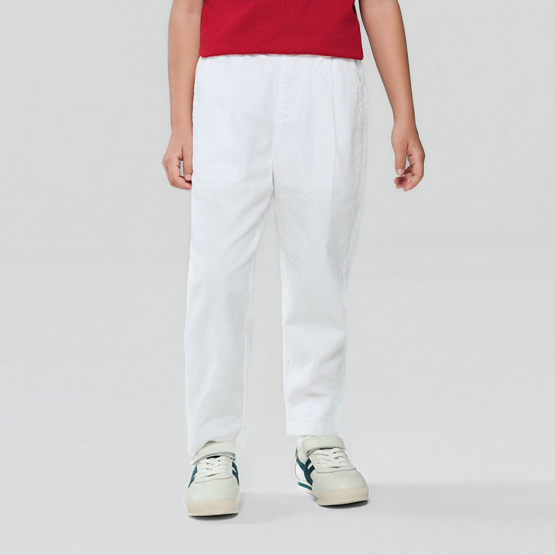 Kids' Regular Fit Linen Cotton Cropped Pants