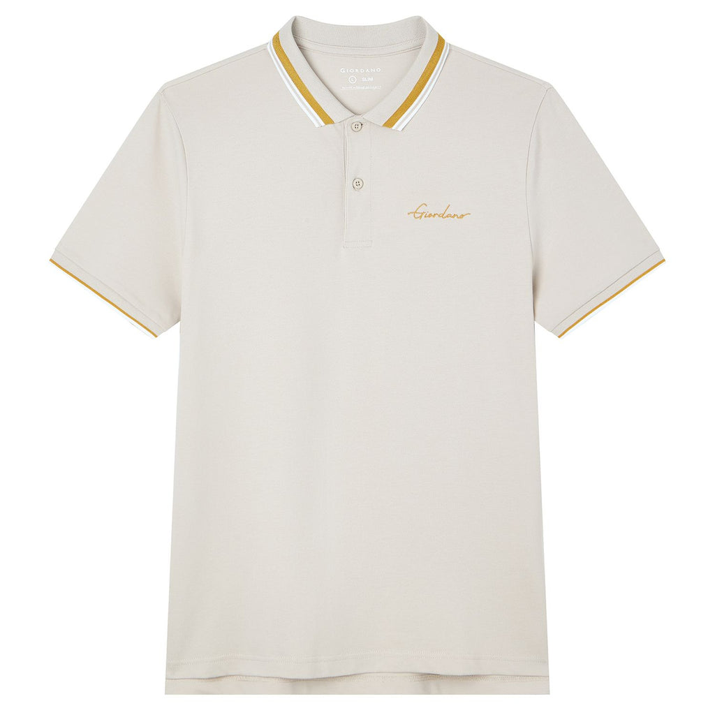 Men’s Slim Pique Polo with Contrast Collar & Signature Embroidery