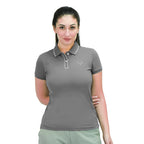 Giordano Women's Short Sleeve Classic Slim Fit Bold Polo (1981)-Grey