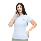 Giordano Women's Cotton Lycra Pique Polo Shirt, Classic Print, Slim Fit-Multicolor