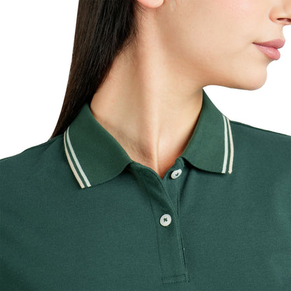 Women's Cotton Lycra Slim Fit Solid Polo