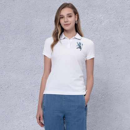 Women's Cotton Lycra 3D Lion Embroidery Polo