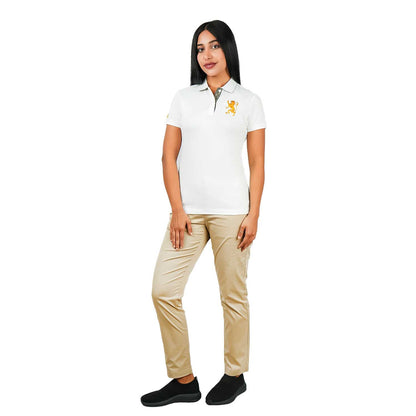 Women's Cotton Lycra 3D Lion Embroidery Polo