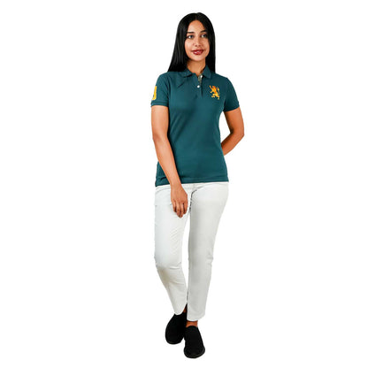 Women's Cotton Lycra 3D Lion Embroidery Polo