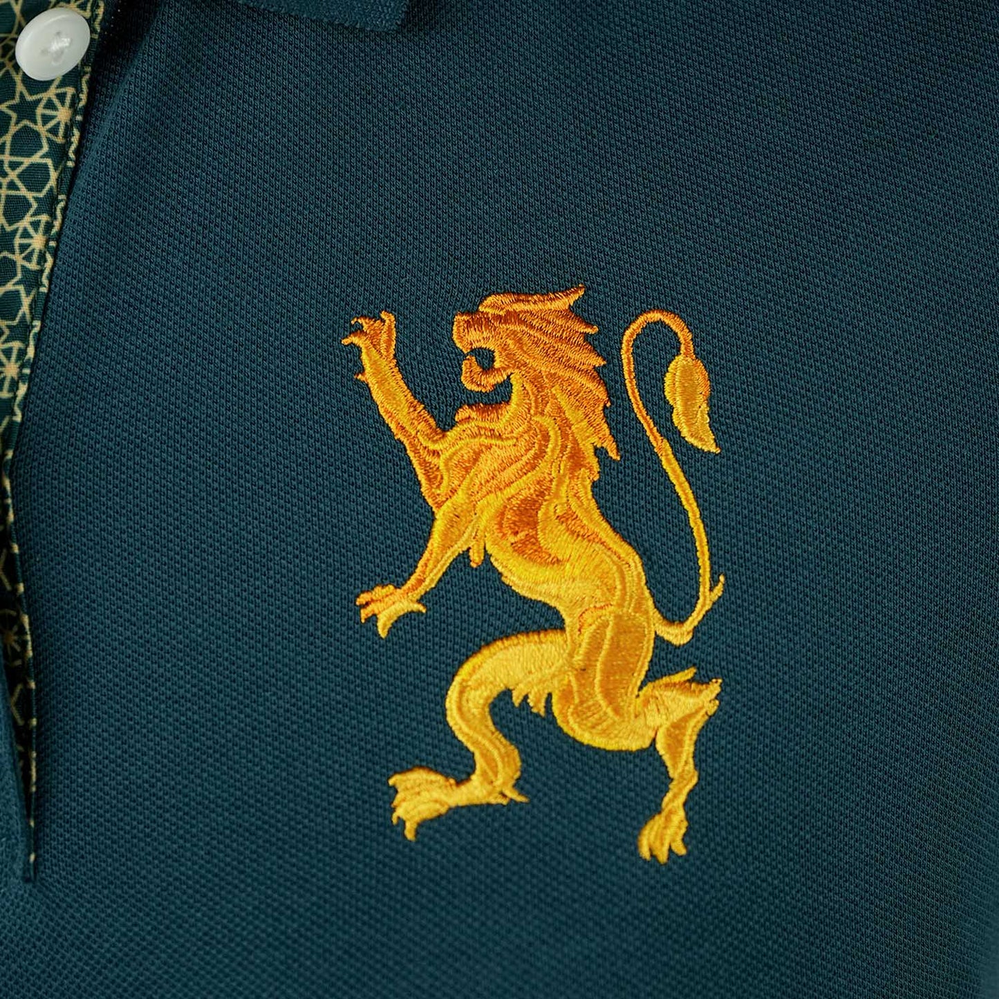 Women's Cotton Lycra 3D Lion Embroidery Polo