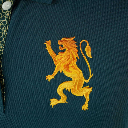 Women's Cotton Lycra 3D Lion Embroidery Polo