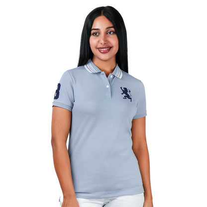 Women's Cotton Lycra 3D Lion Embroidery Polo