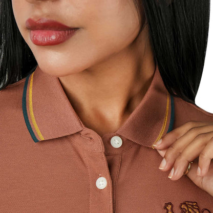 Women's Cotton Lycra 3D Lion Embroidery Polo