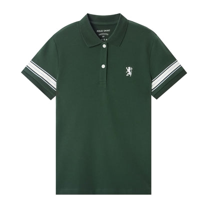 Women's Bold Embroidery Cotton Pique Polo - Slim Fit, Short Sleeve