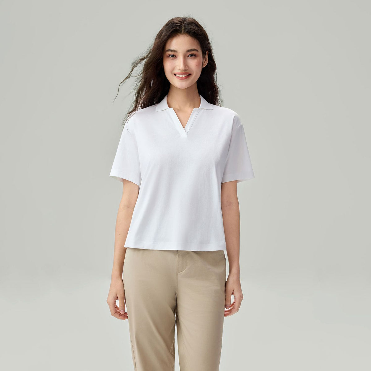 Women Boyfriend Liquid Cotton Polo Shirt