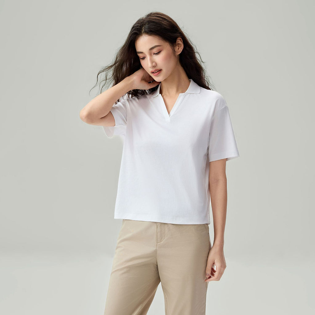 Women Boyfriend Liquid Cotton Polo Shirt