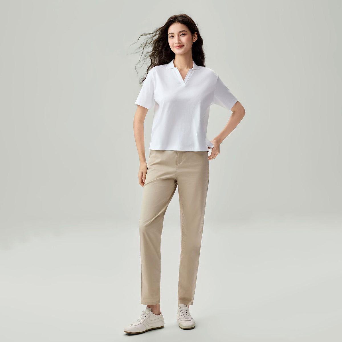 Women Boyfriend Liquid Cotton Polo Shirt