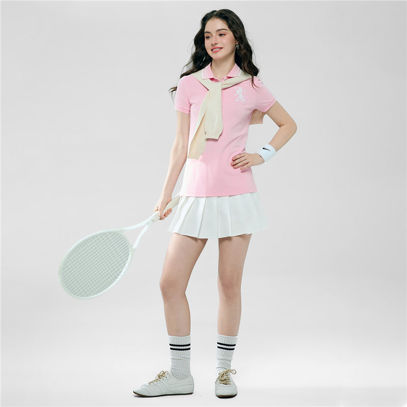 Women’S Slim Pique Polo With 3D Lion Embroidery