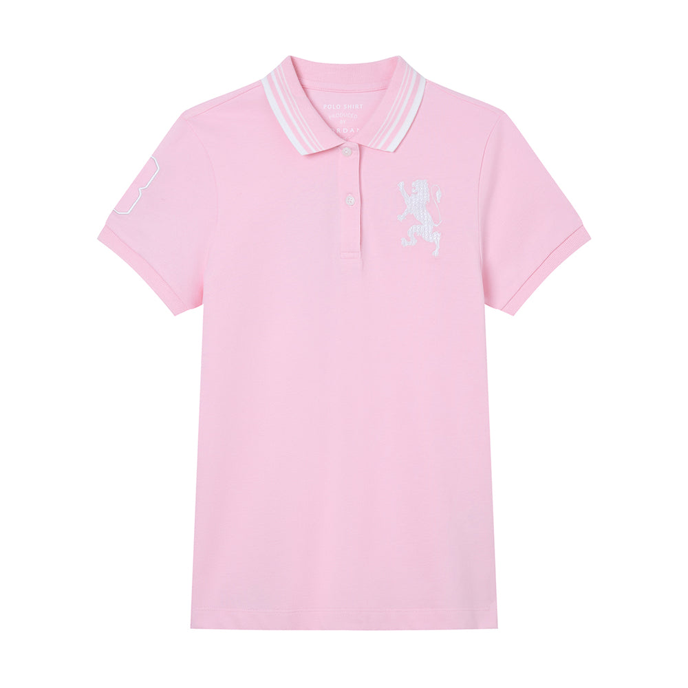 Women’S Slim Pique Polo With 3D Lion Embroidery
