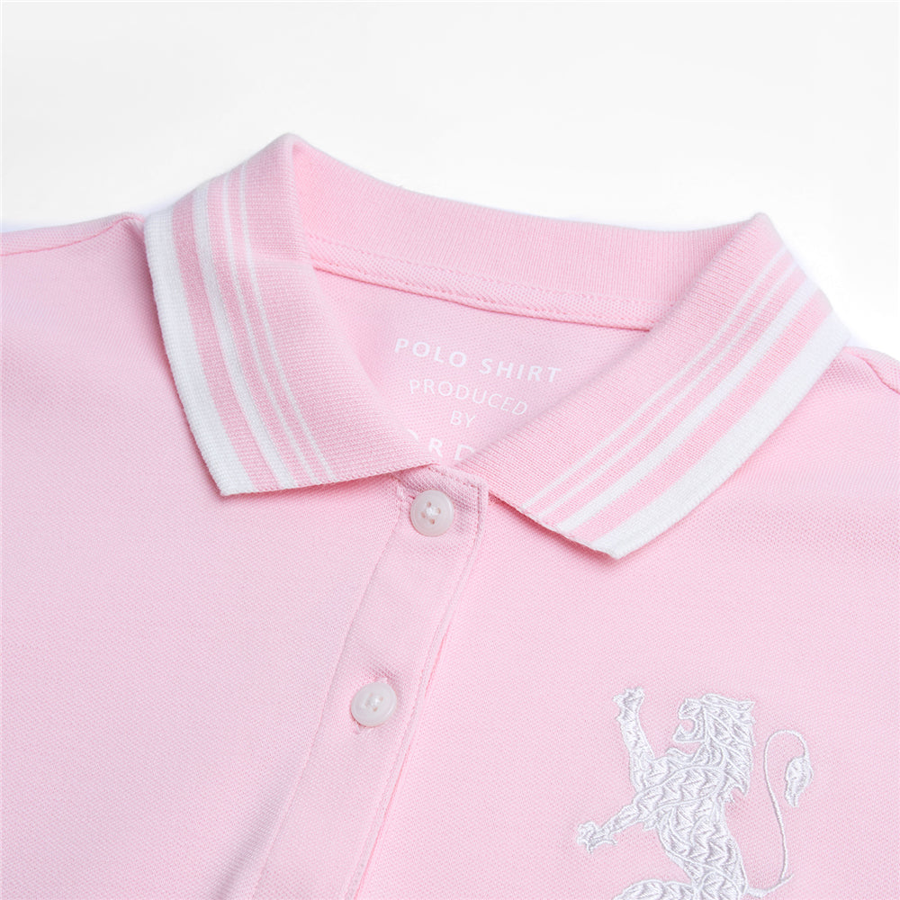 Women’S Slim Pique Polo With 3D Lion Embroidery