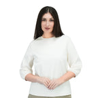 Giordano Women's 3/4 Sleeve Cotton Interlock Tee - Comfort & Style-White