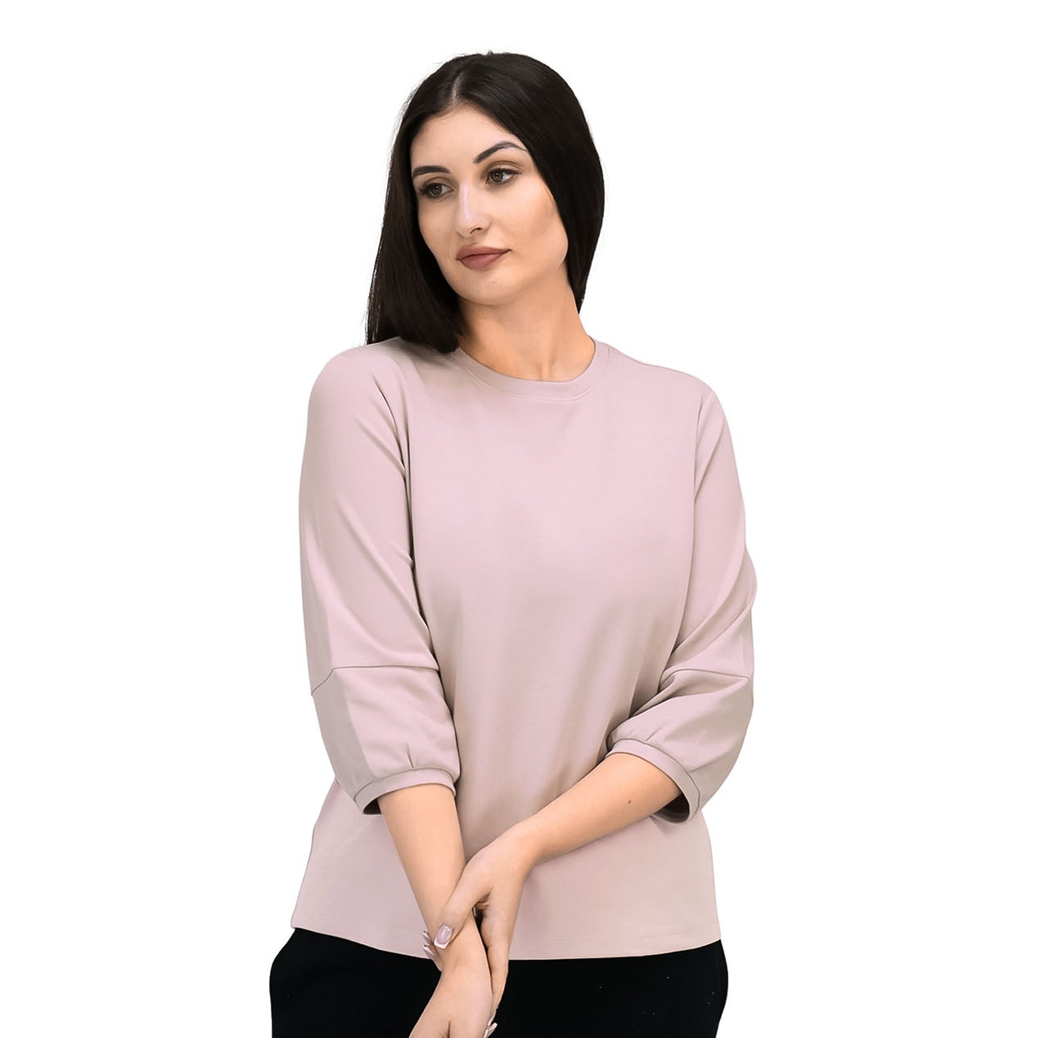 Giordano Women's 3/4 Sleeve Cotton Interlock Tee - Comfort & Style-Pink