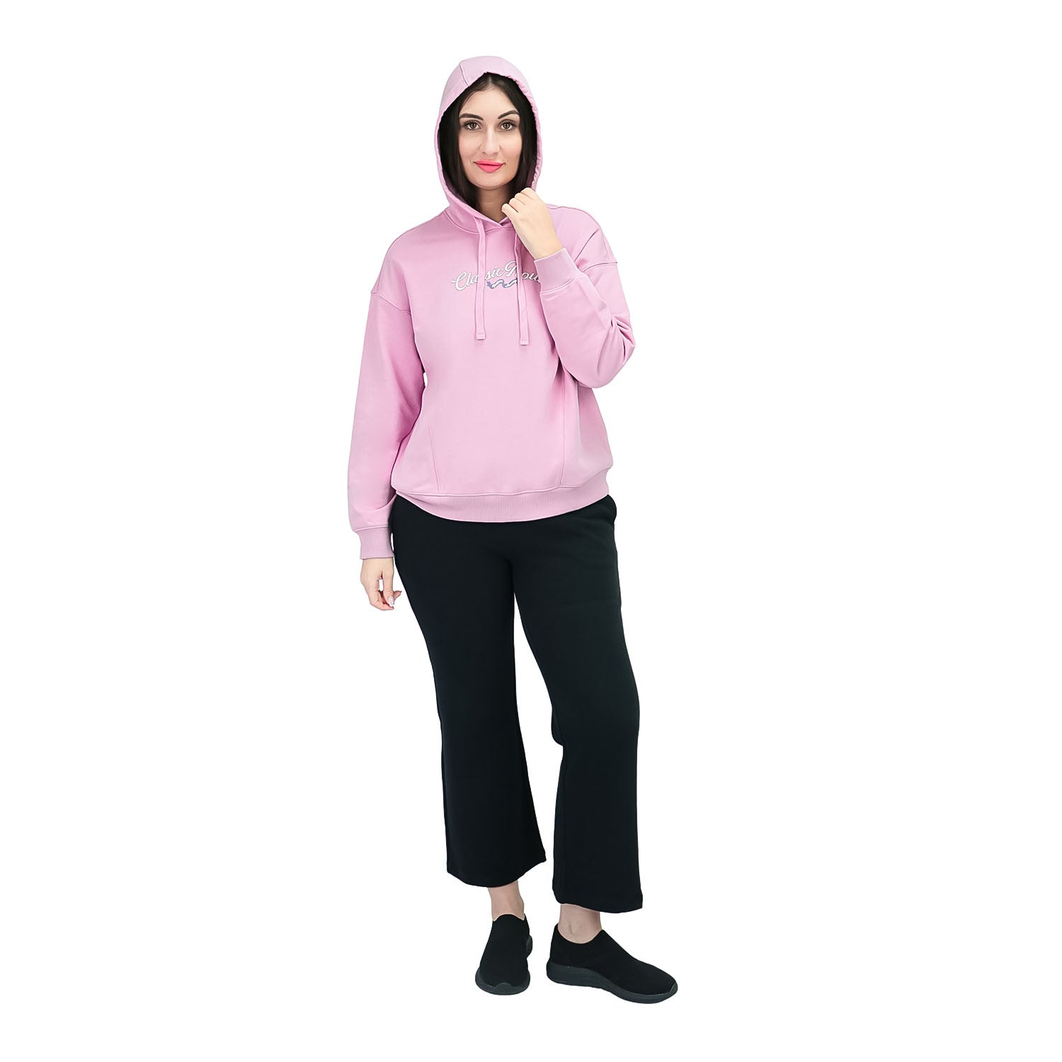 Women's Boyfriend Fit Printed Sweatshirt Hoodie