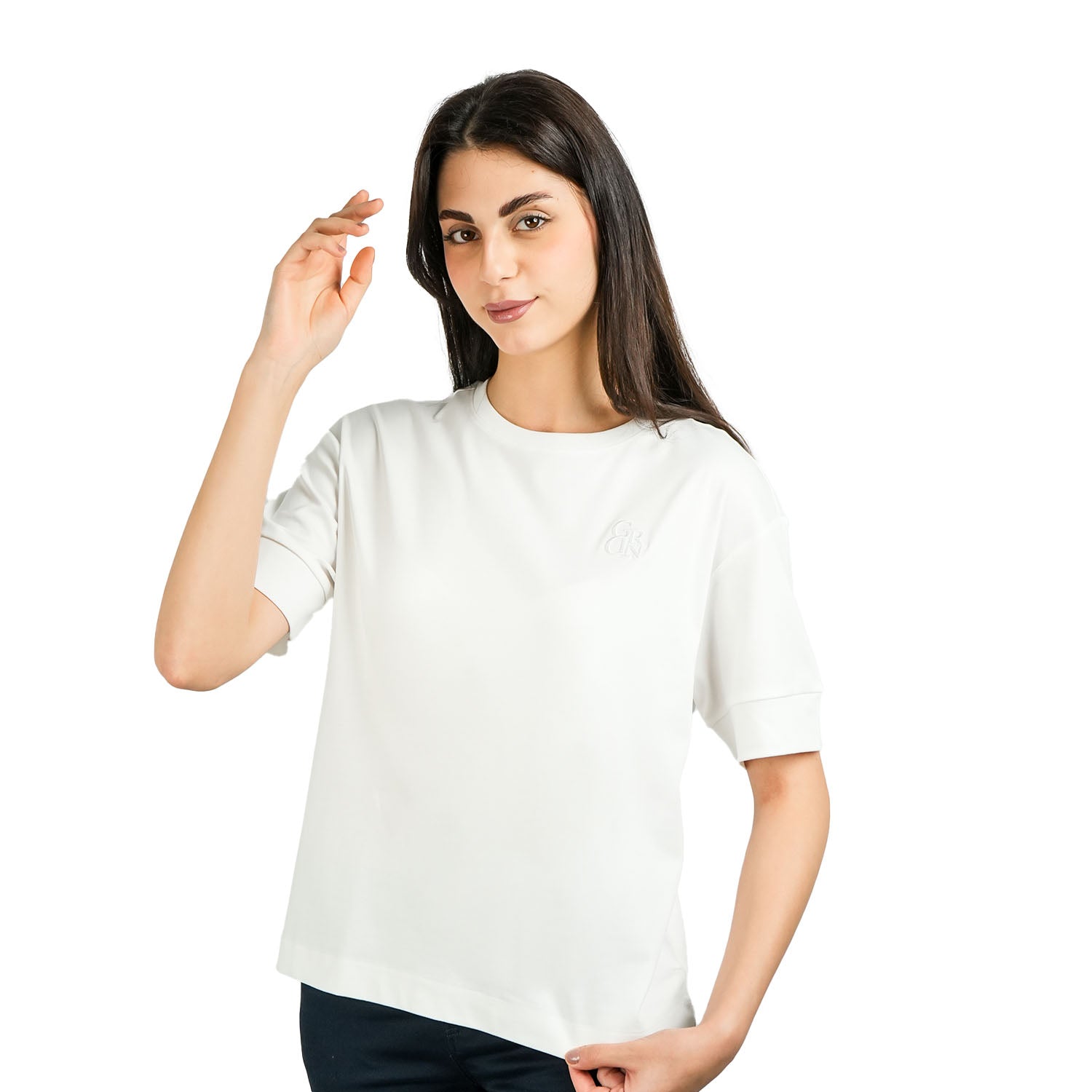 Giordano Women's Liquid Touch Embroidered Cotton Tee-White