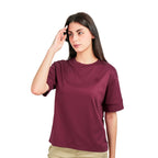 Giordano Women's Liquid Touch Embroidered Cotton Tee-Red