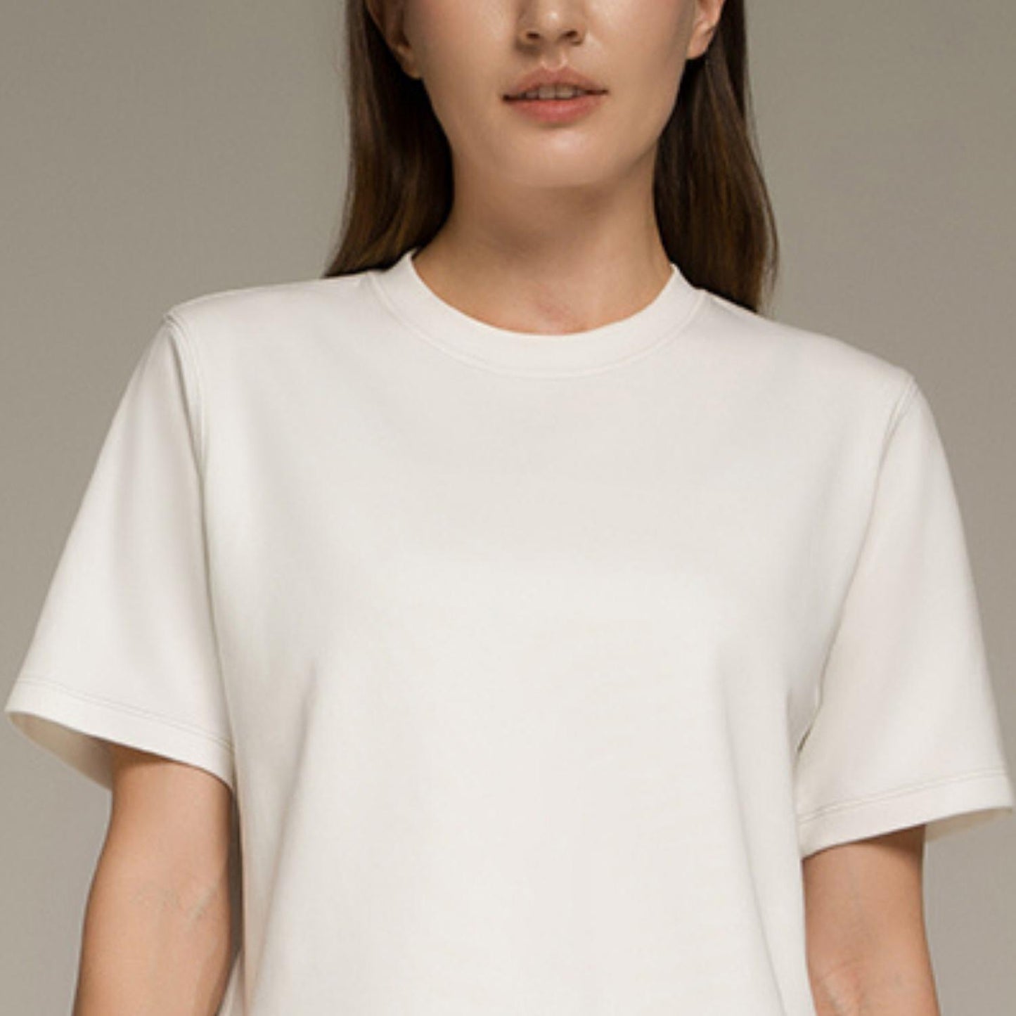 Women’S Boyfriend Fit  Stretch Interlock Crew Neck Tee