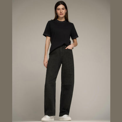 Women’S Boyfriend Fit  Stretch Interlock Crew Neck Tee
