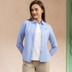 Women Oxford Shirt With Small Lion Embroidery