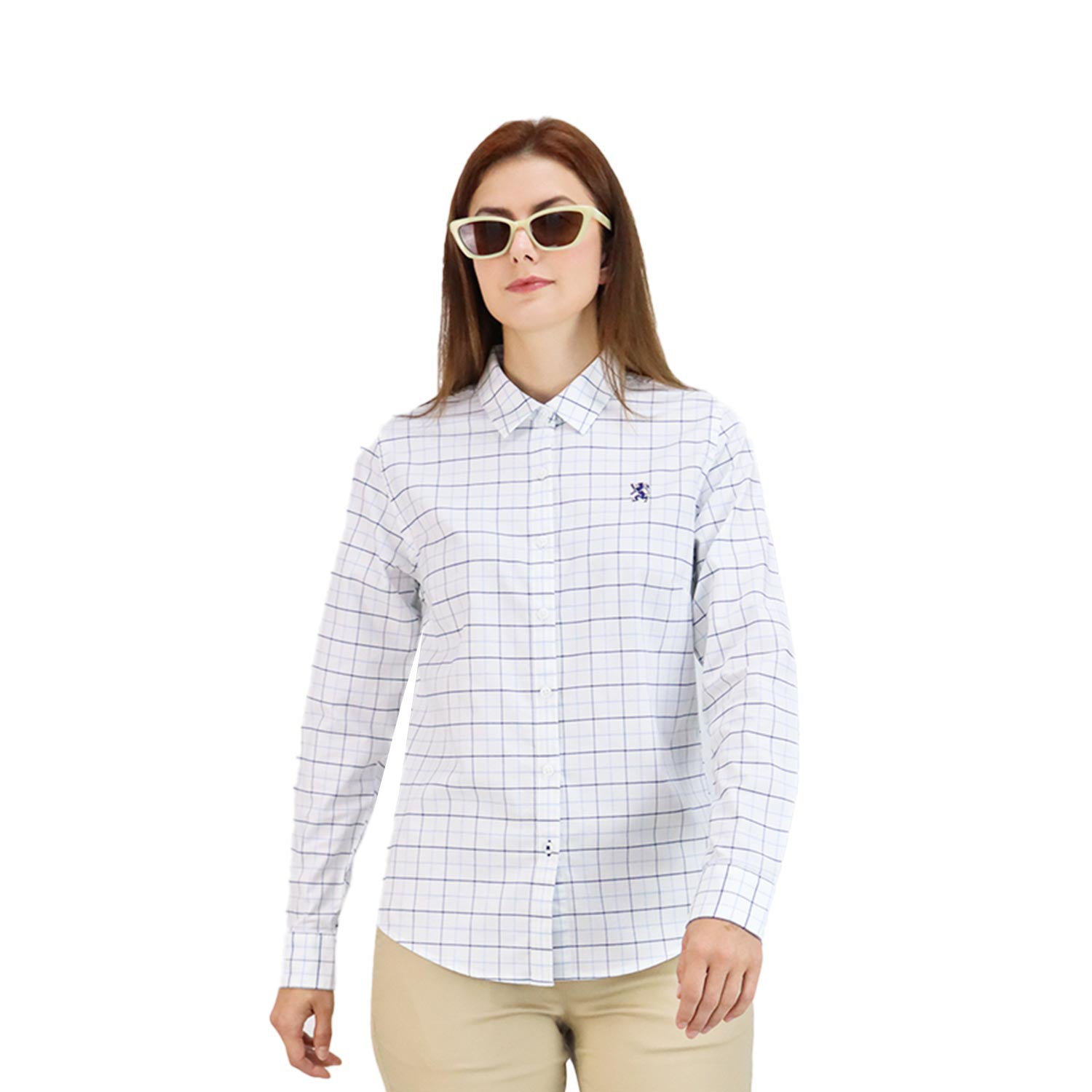 Women Oxford Shirt With Small Lion Embroidery