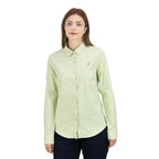 Giordano Women Oxford Shirt With Small Lion Embroidery-Green