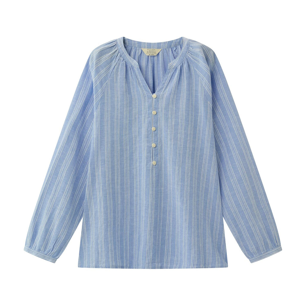 Women's Linen Cotton Dobby V-Neck Shirt - Comfort Fit