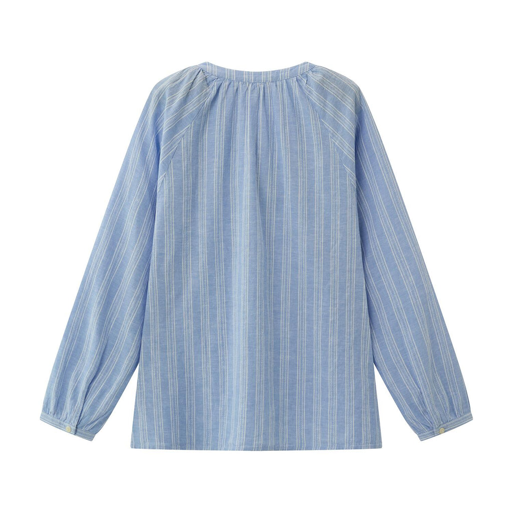Women's Linen Cotton Dobby V-Neck Shirt - Comfort Fit